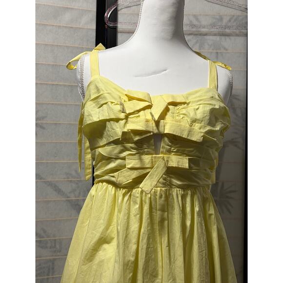 ASTR The Label Yellow Lemon NWT Cotton Rayon Smocked Ruffle Midi Dress Size S - Picture 4 of 11
